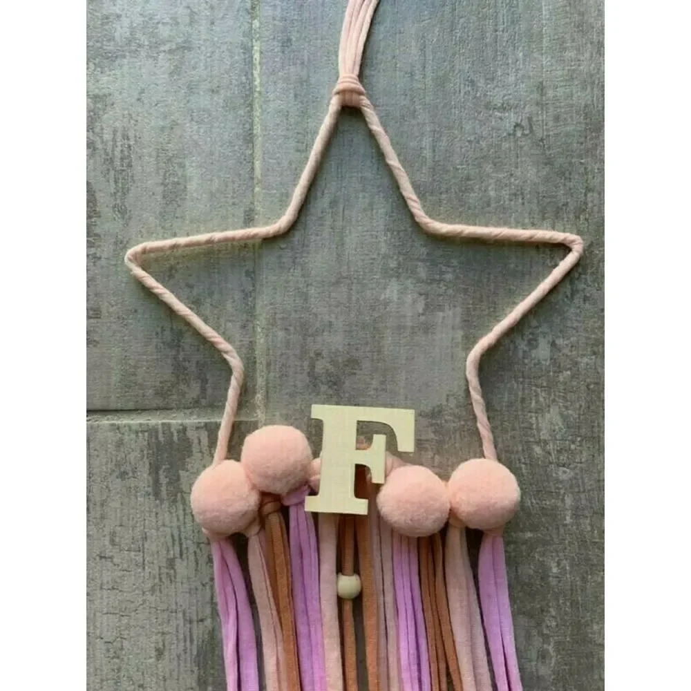 Pink Star LED Fairy Lights Dream Catches Nordic Nursery Wall Decor Monogram F